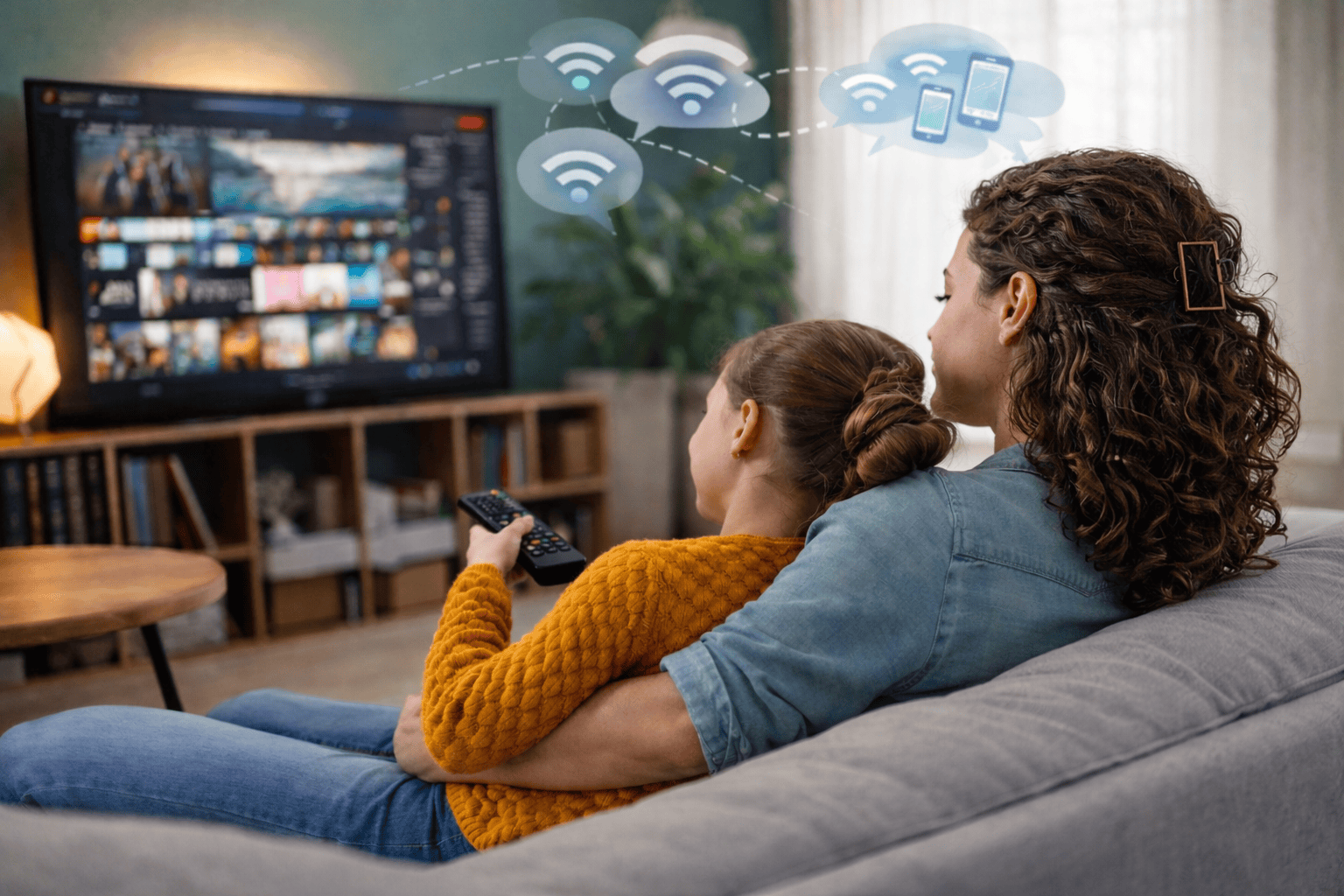 En mamma och dotter som har ett familjeabonnemang.