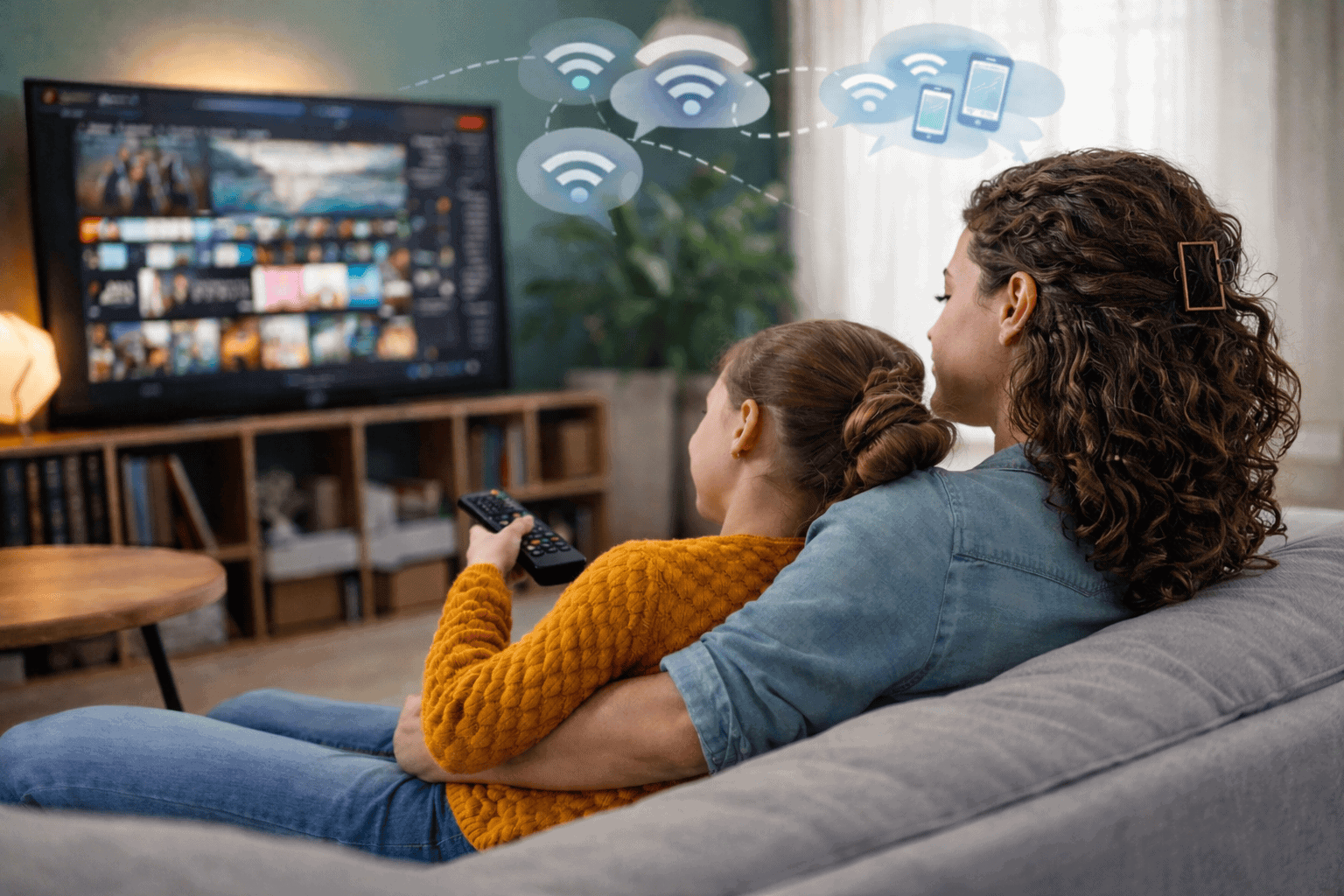 En mamma och dotter som har det bästa familjeabonnemanget.