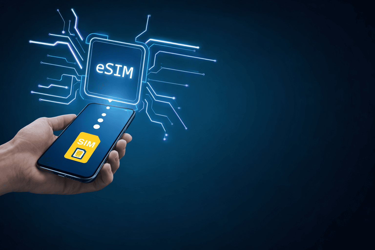 e SIM i en mobiltelefon.
