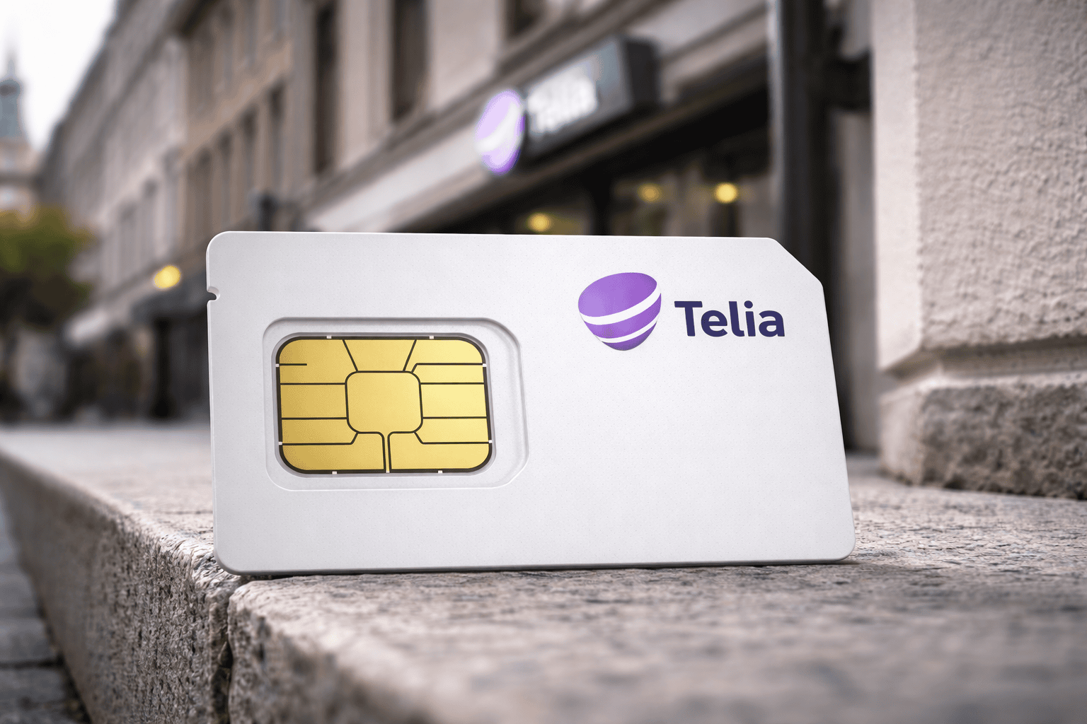 Telia simkort med stadsbakgrund. Aktivera nytt sim kort från Telia med vår guide.