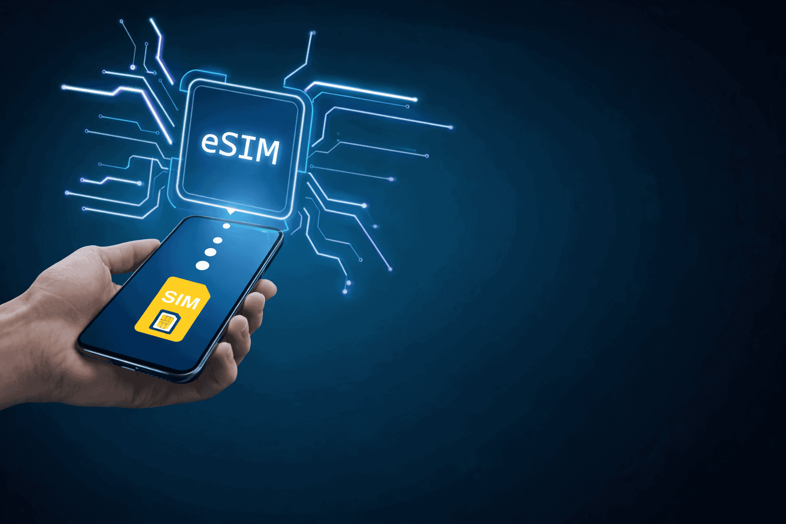 En telefon med elektronisk sim kort, även känt som eSim.